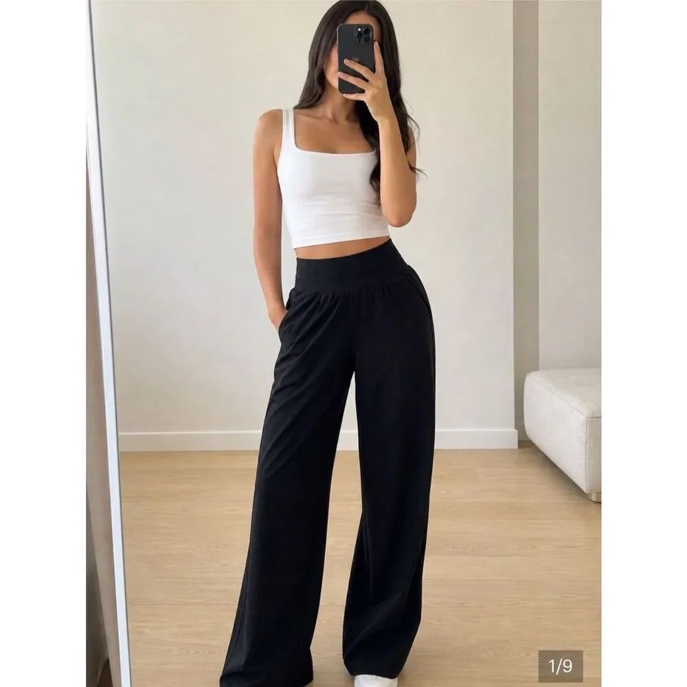 Athleta Nolita Wide Leg Pants Black Womens 12